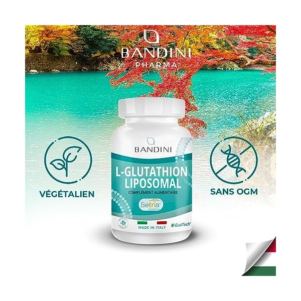 Bandini® Liposomal Glutathion 60 Capsules Végétaliennes, Complément Alimentaire à Haut Dosage et Absorption, Haute Biodisponi