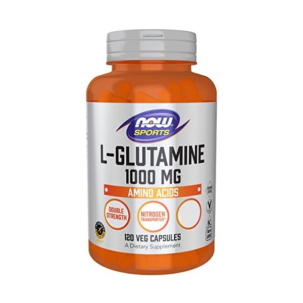 Now Foods, L-Glutamine, Double Force, 1.000 mg, 120 Gélules, Testé en Laboratoire, Acide Aminé, Sans Gluten, Sans Soja, Sans 