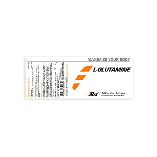 L - Glutamine - 570 mg / 120 gélules végétales - Pureté garantie à 99 % min - Seule forme biologiquement active de la glutami
