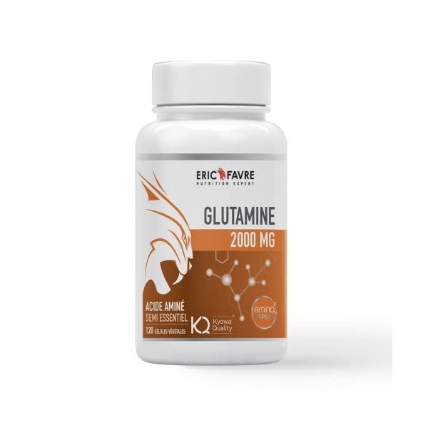 GLUTAMINE Kyowa® 2000mg - Glutamine labellisée Kyowa Quality - Musculation, Entraînements Intensifs, 120 gélules - Eric Favre