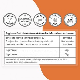 L-Glutamine 150 g - Aide à la Récupération Sportive - Contribue à la Synthèse des Protéines et au Renouvellement de la Masse 