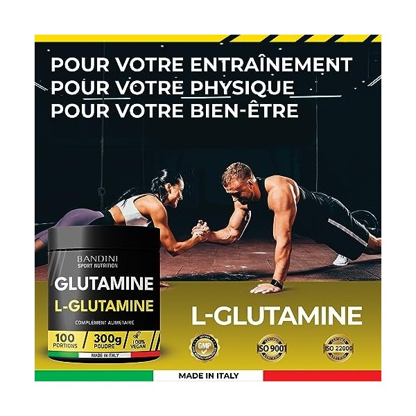 Pure L-Glutamine - Compléments alimentaires Bandini Pharma - POUDRE - Pour les sportifs adultes pratiquant des exercices phys