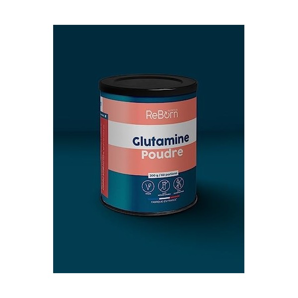 Glutamine poudre • Qualité maximale : 100% pure • 300g • 60 doses • Récupération & Digestion • Testée en laboratoire indépend