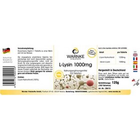 Lysine comprimés - 1000mg - vegan - 100 comprimés - acides aminés | Warnke Vitalstoffe
