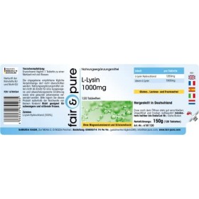 Fair & Pure® - L-Lysine comprimés - 1000mg - hautement dosé - vegan - 120 comprimés