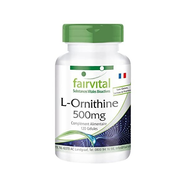 Fairvital | L-Ornithine 500 mg VEGAN - dose élevée - 120 capsules - amino - 120 capsules