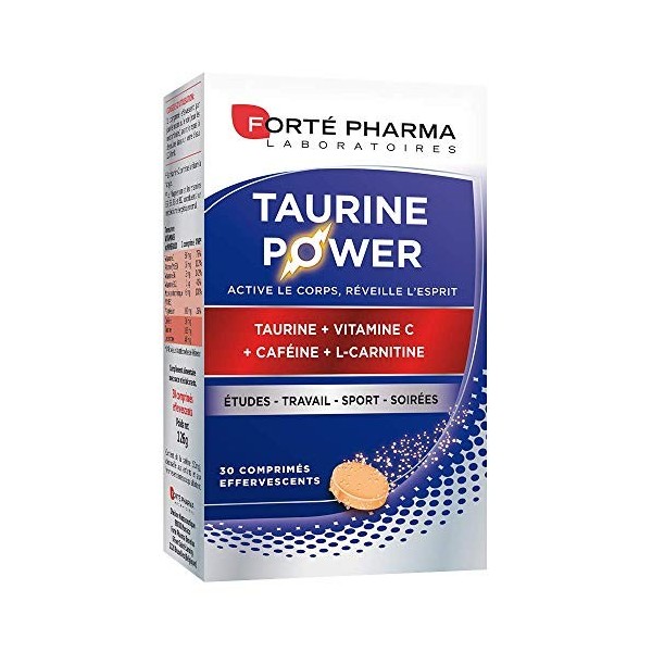 Forté Pharma - Taurine Power | Booster dÉnergie - Complément Alimentaire | Caféine - Vitamine C - L-Carnitine - Anti fatigue