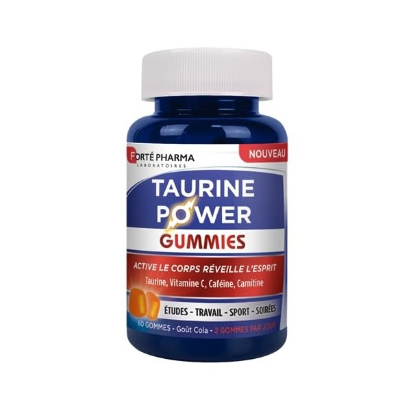 Forté Pharma - Taurine Power Gummies | Complément Alimentaire Booster dÉnergie | Caféine - Vitamine C - Vitamine B - Magnési