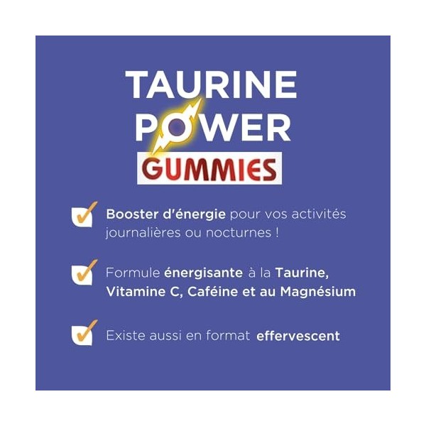 Forté Pharma - Taurine Power Gummies | Complément Alimentaire Booster dÉnergie | Caféine - Vitamine C - Vitamine B - Magnési