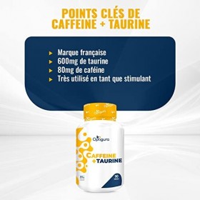OPTIGURA - Caffeine+Taurine - Formule de Caféine + Taurine - 90 Gélules