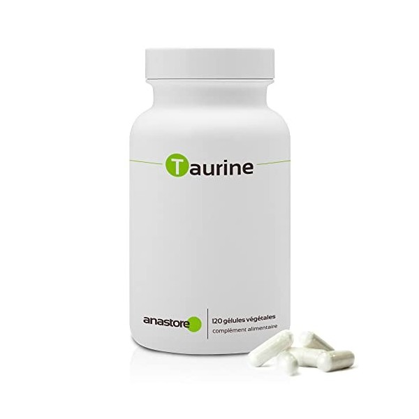 TAURINE * 500 mg / 120 gélules végétales * Pureté garantie supérieure à 99% * Stress, Surmenage, Carence en magnésium, Sport