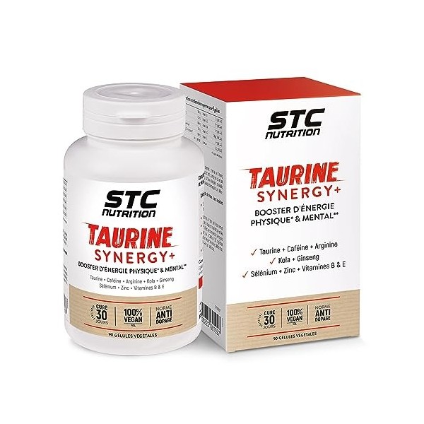 STC NUTRITION - Taurine Synergy + - Booster dénergie physique et intellectuel - vegan - sans gluten -anti-dopage - cure de 3