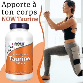 Now Foods, Double Strength Taurine Taurine Double Force , 1.000mg, 250 Capsules végétaliennes, Testé en Laboratoire, Sans Gl