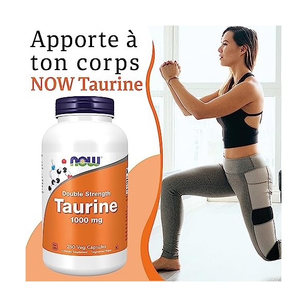 Now Foods, Double Strength Taurine Taurine Double Force , 1.000mg, 250 Capsules végétaliennes, Testé en Laboratoire, Sans Gl