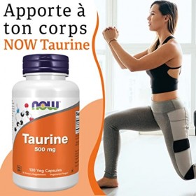 Now Foods, Taurine, 500mg, 100 Capsules végétaliennes, Testé en Laboratoire, Acide Aminé, Sans Gluten, Sans Soja, Végétarien