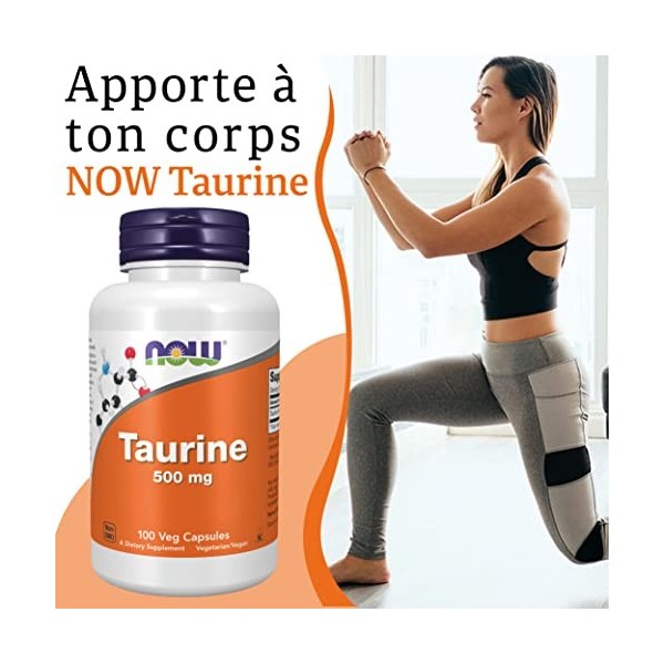 Now Foods, Taurine, 500mg, 100 Capsules végétaliennes, Testé en Laboratoire, Acide Aminé, Sans Gluten, Sans Soja, Végétarien