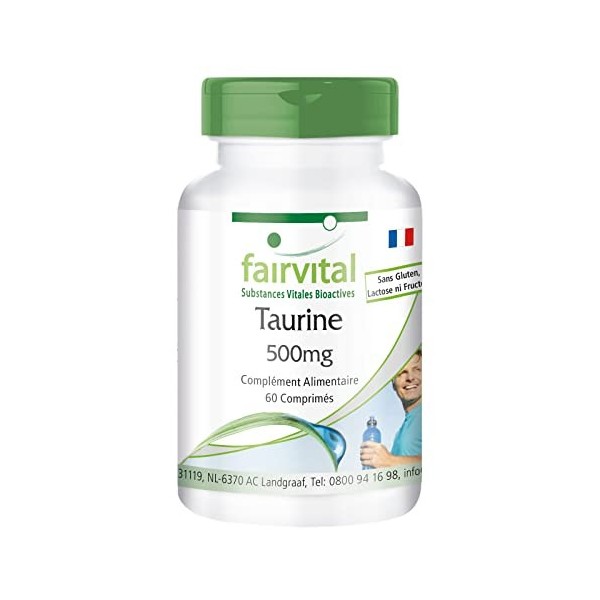 Fairvital | Taurine 500mg - 2 mois - VEGAN - Hautement dosé - 60 comprimés