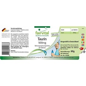 Fairvital | Taurine 500mg - 2 mois - VEGAN - Hautement dosé - 60 comprimés