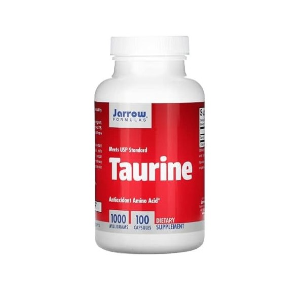 Jarrow Formulas, Taurine, 1.000mg, Hautement Dosé, 100 Capsules, Testé en Laboratoire, Sans Gluten, Sans Soja, Sans OGM