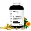 CLA Acide Linoléique Conjugué 3000 mg par dose | 180 capsules dhuile végétale de Carthame 100% naturelle | Pour perdre du po
