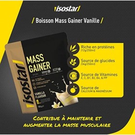 Isostar Mass Gainer Poudre pour Boisson Hyperprotéinée, Vanille, 700 g 14 Boissons
