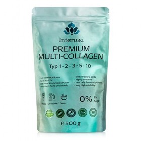 INTEROSA Poudre de collagène 500 g - peptides de collagène de type 1 2 3 5 10 - complexe de collagène premium insipide - prot