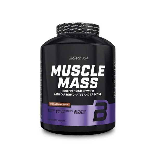 BioTechUSA Muscle Mass, Boisson en poudre protéinée aromatisée avec glucides et créatine, 4 kg, Vanille