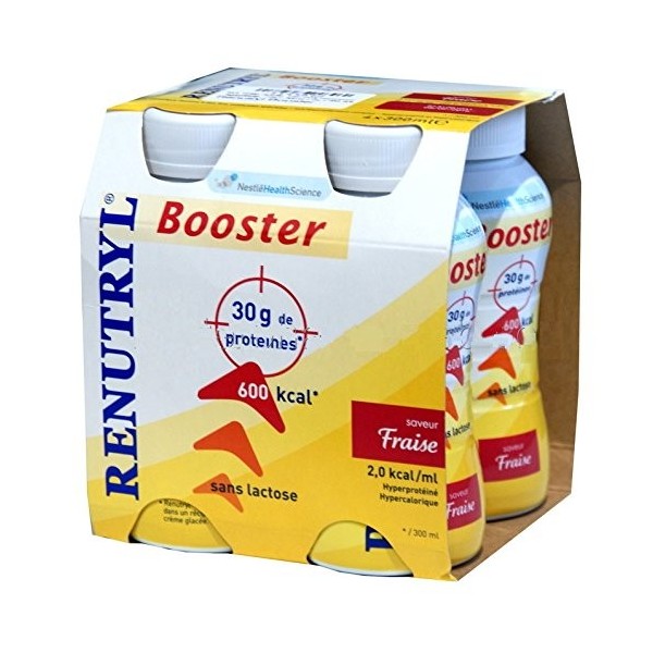 Nestlé Renutryl Booster Mélange de Protéines Fraise 300ml - pack de 4 300 ml X 4 