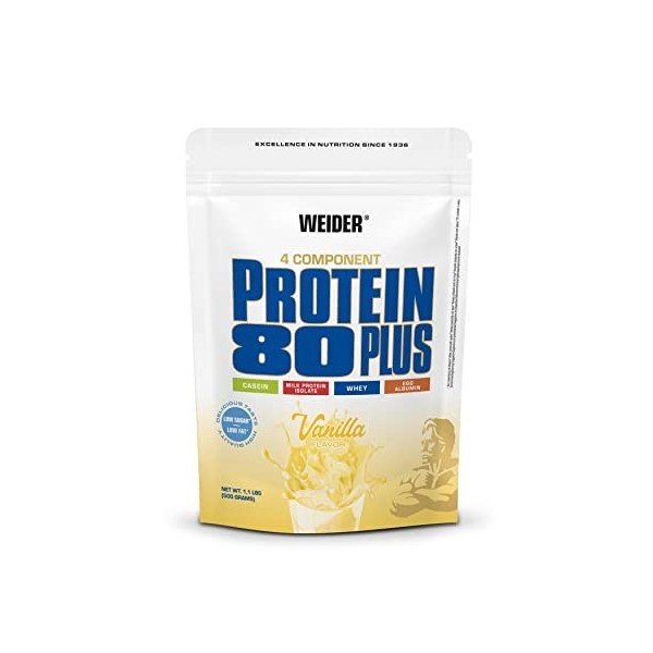 Weider Protein 80 Plus protéine en poudre, Chocolat, faible teneur en glucides, mélange de lactosérum de caséine multi-compos
