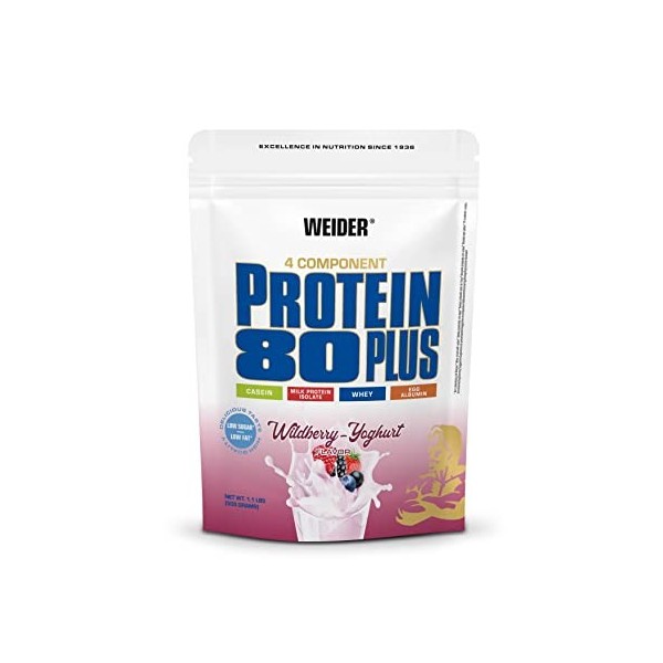 Weider Protein 80 Plus protéine en poudre, Chocolat, faible teneur en glucides, mélange de lactosérum de caséine multi-compos