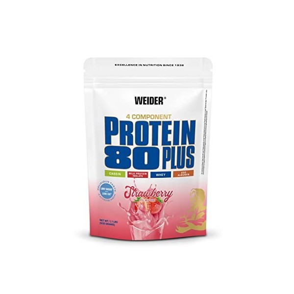 Weider Protein 80 Plus protéine en poudre, Chocolat, faible teneur en glucides, mélange de lactosérum de caséine multi-compos