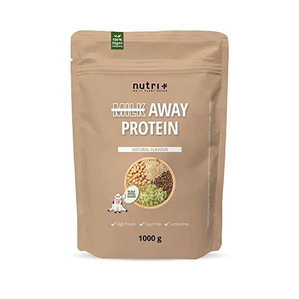 Protéine en poudre végétalienne NEUTRE - Protéines végétaliennes sans soja, Sucralose + édulcorant 1kg - 5k Mélange de protéi