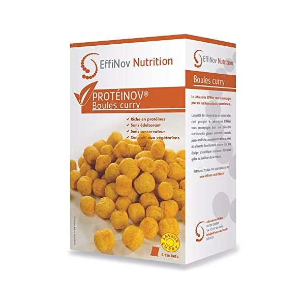 EFFINOV NUTRITION PROTEINOV - Boules Curry Protéines 61g – Maintien de la Masse Musculaire - Apport énergétique – Sans édul