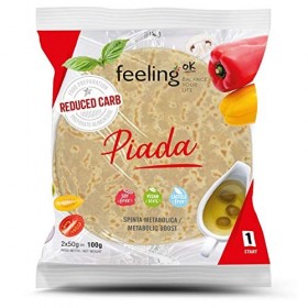 Feeling Ok Piadina riche en protéines et en fibres. Paquet de 8 enveloppements de 50gr chacun 400gr 