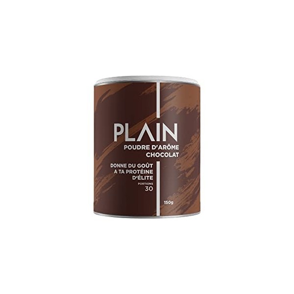 PLAIN POUDRE À SAVEUR | Chocolat | 30 portions | Sans sucre, savoureux et pur | Poudre de saveur naturelle et crémeuse pour l