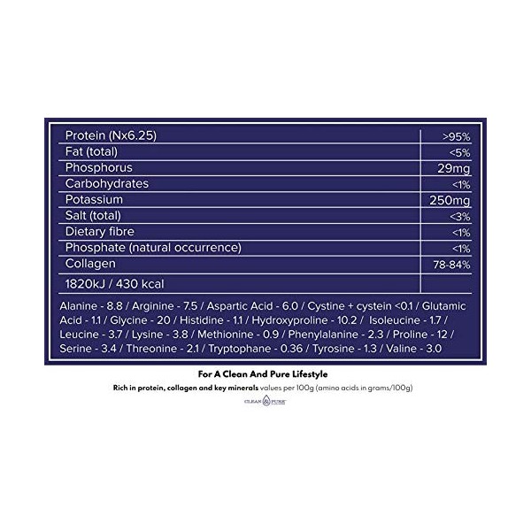 Clean and Pure Bouillon Dos en Poudre 800g | Provenant de Suède | Poudre Protéinée Testée au Royaume-Uni | 95% de Protéines 