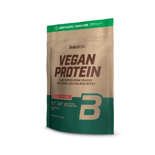 BioTechUSA Vegan Protein Boisson en poudre aromatisée à base de protéine végétale avec poudre de goji et acide, de la farine 