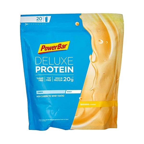 PowerBar DELUXE Protein Banana 500g - Poudre de Lactosérum à Haute Teneur en Protéines - Sans Sucre et Graisse