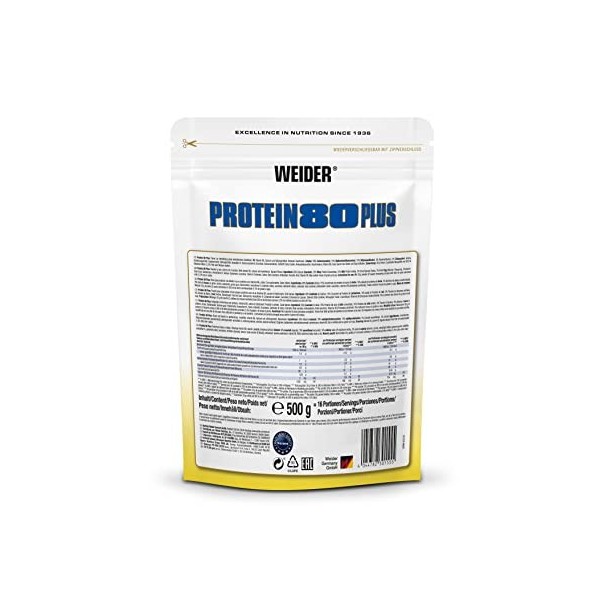 WEIDER Protein 80 Plus protéine en poudre, Banane, faible teneur en glucides, mélange de lactosérum de caséine multi-composan