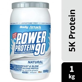 Body Attack Power Protein 90, 5K protein powder de whey protéine, L-Carnitine et BCAA pour la croissance musculaire et le fit