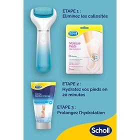 Routine Exfoliation et 100% Hydratation Scholl&nbsp;: Râpe Velvet Smooth Exfoliante & Contour du pied, Masque Pieds Très Hydratant