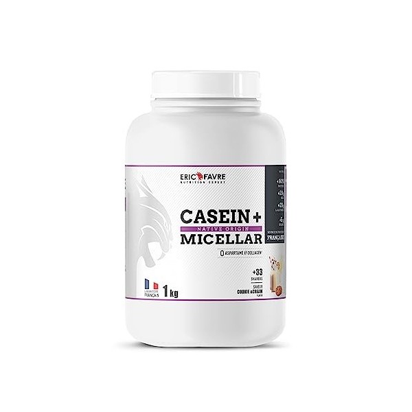 CASEIN + NATIVE ORIGINE - Caséine Micellaire enrichie en HMB, Vitamine B6, Magnésium - Construction Musculaire 1 kg - Laborat