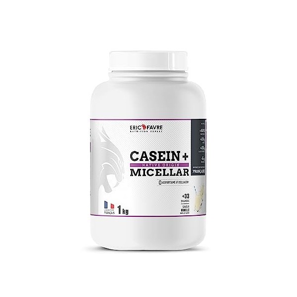 CASEIN + NATIVE ORIGINE - Caséine Micellaire enrichie en HMB, Vitamine B6, Magnésium - Construction Musculaire 1 kg - Laborat