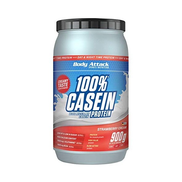 Body Attack 100% Caseine Proteine, Acides aminés-Proteines musculation, Low Carb - Prise de masse -Pour sportifs, athlètes et