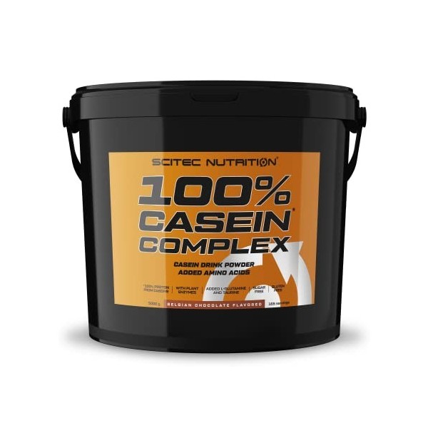 Scitec Nutrition 100% Casein Complex, Complexe de caséine micellaire, 5 kg, Chocolat belge