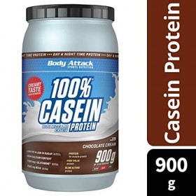 Body Attack 100% Caseine Proteine, Acides aminés-Proteines musculation, Low Carb - Prise de masse -Pour sportifs, athlètes et