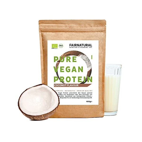 Poudre de protéine VEGAN BIO Noix de Coco sans soja [dAllemagne] - 3K Protéines de riz, de chanvre & de pois "Pour la pâtiss