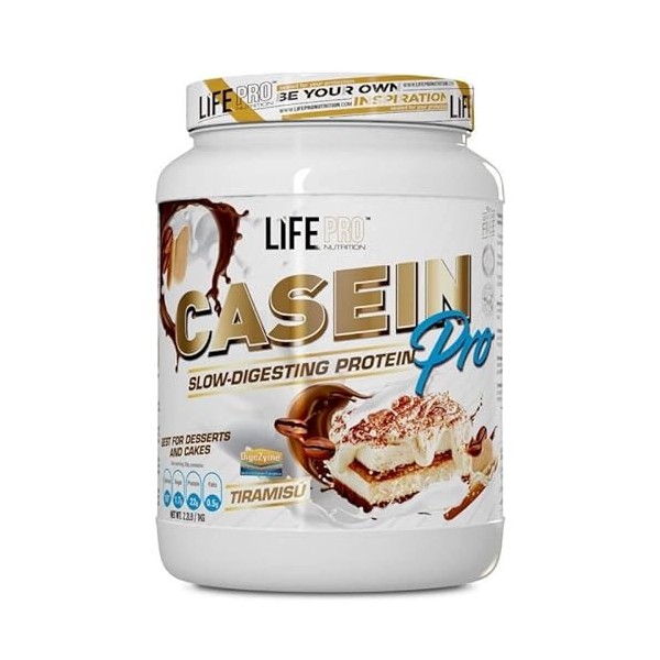 LIFE PRO NUTRITION CASEIN PRO Slow-digesting protein, Saveur Tiramisu, 900 g