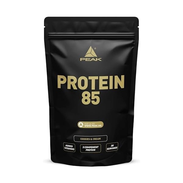 PEAK Protein 85 I 900g Goût Cookies & Cream I 30 portions I poudre I protéines multi-composants I protéines de soja I caséine