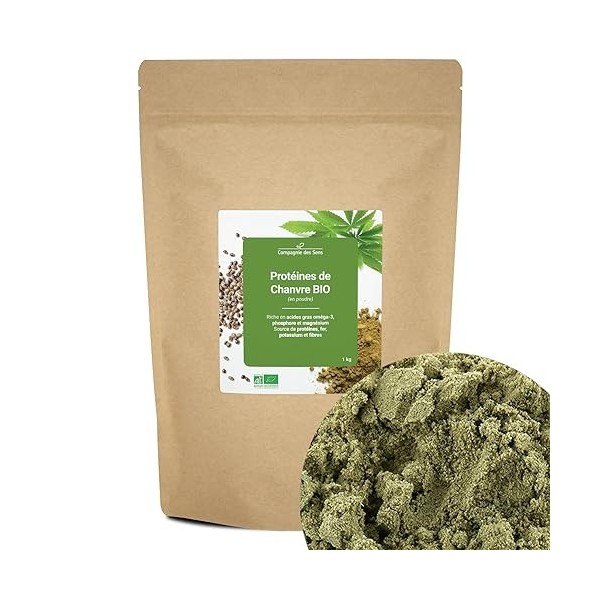 Protéines de Chanvre de Bretagne BIO en poudre - riche en oméga-3-1kg